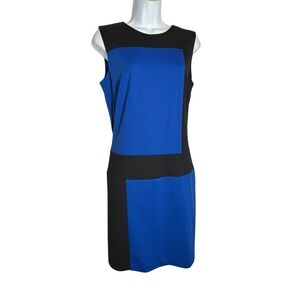Julia Jordan Dress Size 8 Sapphire Blue & Black Colorblock‎ Work Sheah Dress 💙